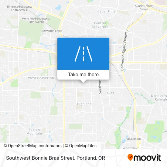 Southwest Bonnie Brae Street map
