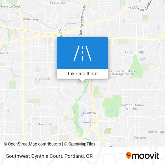 Southwest Cynthia Court map