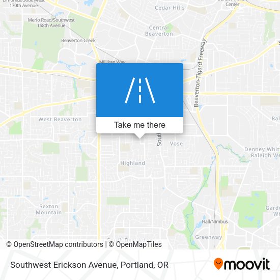 Southwest Erickson Avenue map