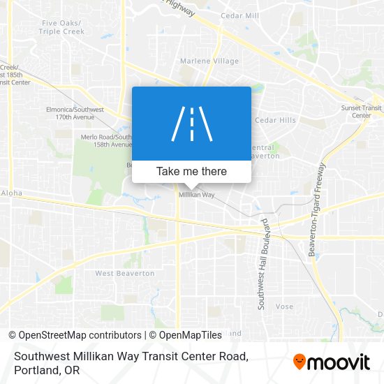 Southwest Millikan Way Transit Center Road map