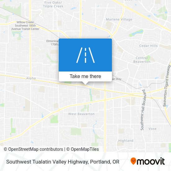 Southwest Tualatin Valley Highway map