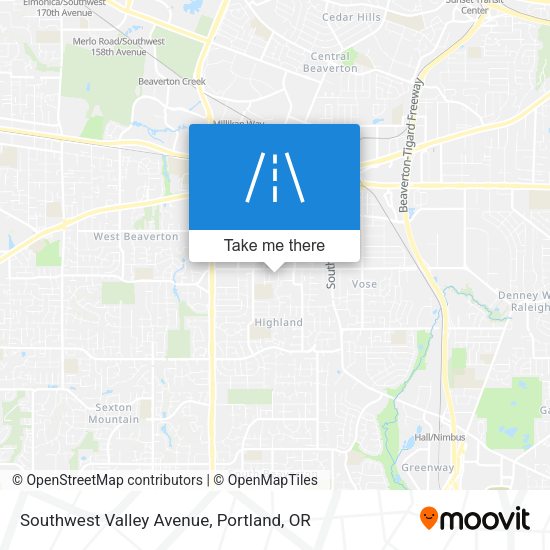 Southwest Valley Avenue map