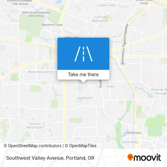 Southwest Valley Avenue map