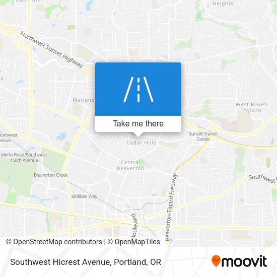 Southwest Hicrest Avenue map