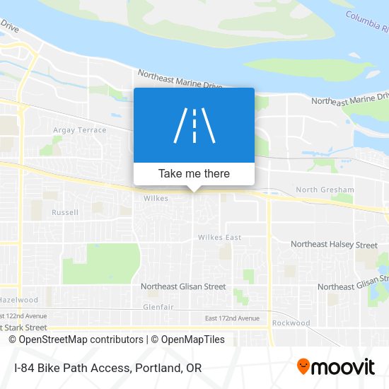 Mapa de I-84 Bike Path Access