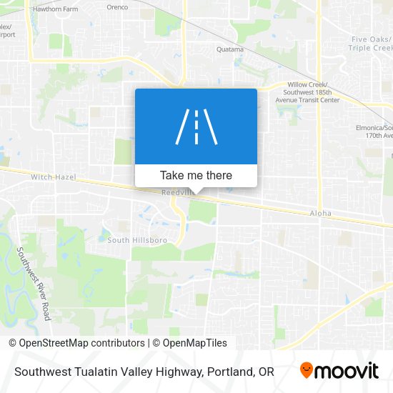 Southwest Tualatin Valley Highway map