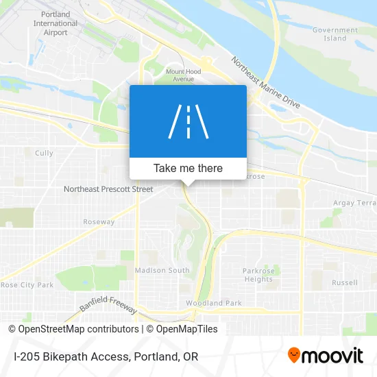 I-205 Bikepath Access map