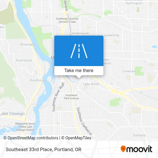 Southeast 33rd Place map