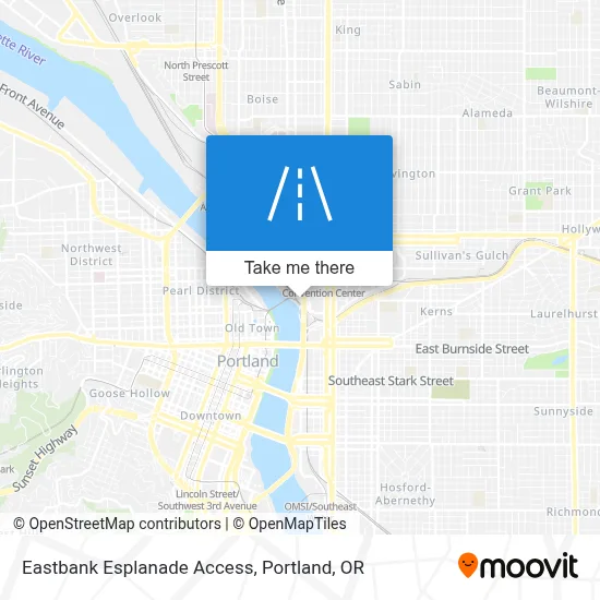 Eastbank Esplanade Access map