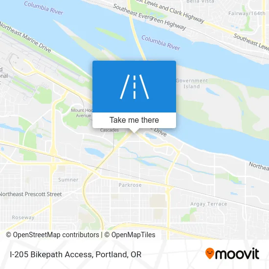 I-205 Bikepath Access map