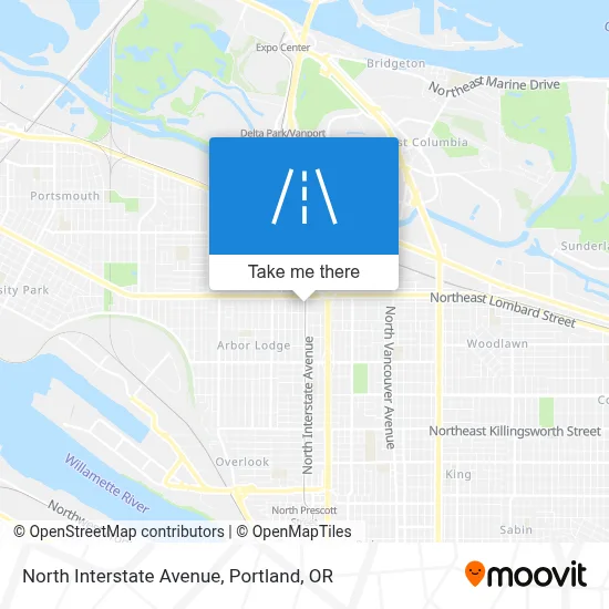 North Interstate Avenue map