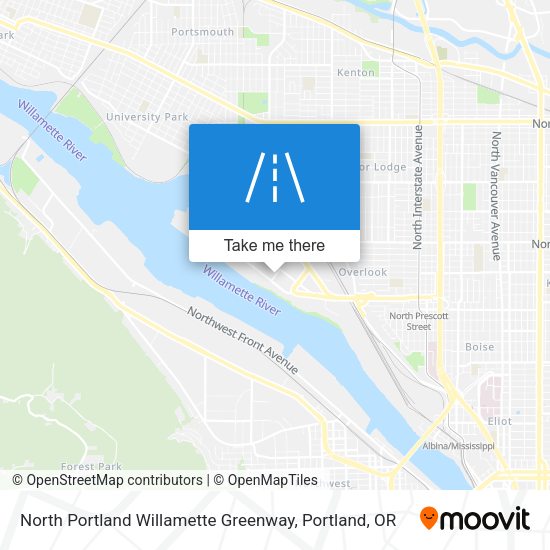 Mapa de North Portland Willamette Greenway