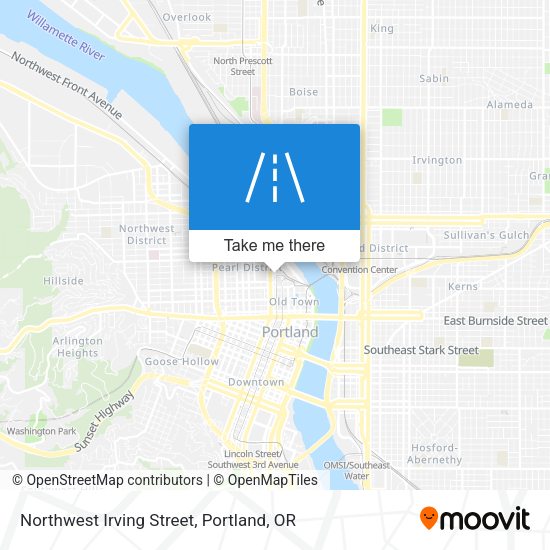 Northwest Irving Street map