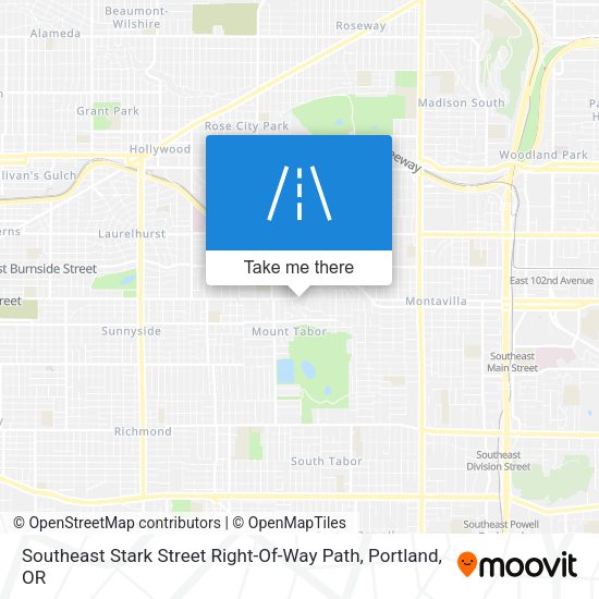 Southeast Stark Street Right-Of-Way Path map