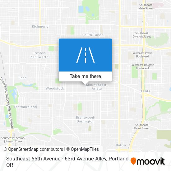 Mapa de Southeast 65th Avenue - 63rd Avenue Alley