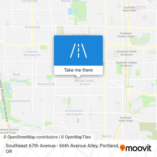 Mapa de Southeast 67th Avenue - 66th Avenue Alley