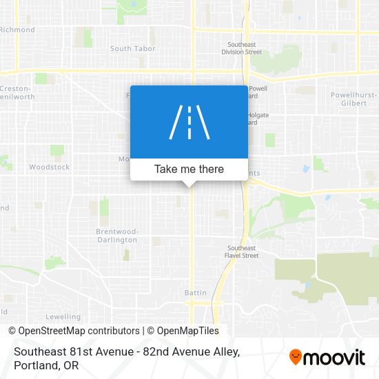 Mapa de Southeast 81st Avenue - 82nd Avenue Alley