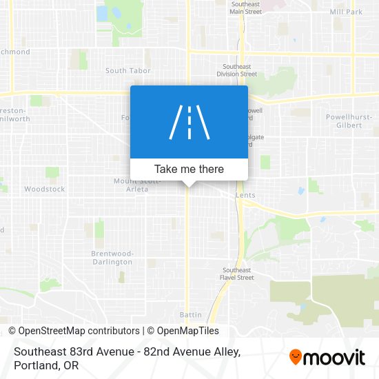 Mapa de Southeast 83rd Avenue - 82nd Avenue Alley