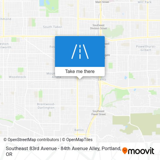 Southeast 83rd Avenue - 84th Avenue Alley map