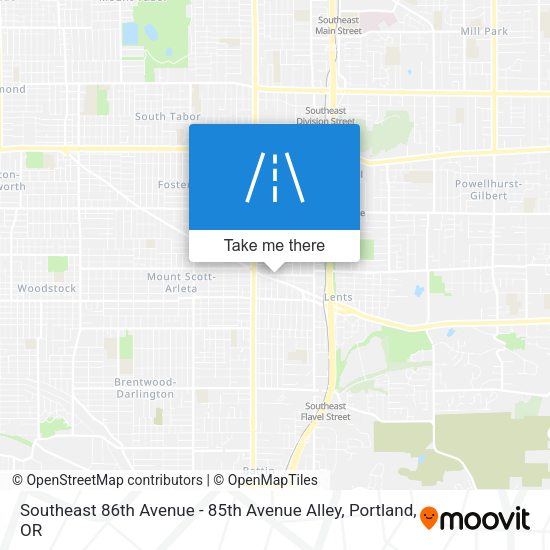 Mapa de Southeast 86th Avenue - 85th Avenue Alley
