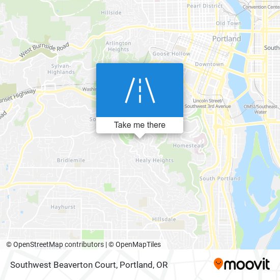 Southwest Beaverton Court map