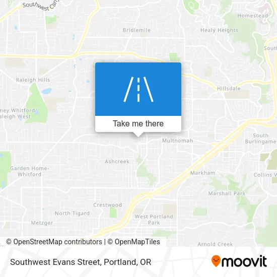 Southwest Evans Street map
