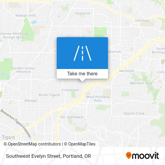 Southwest Evelyn Street map
