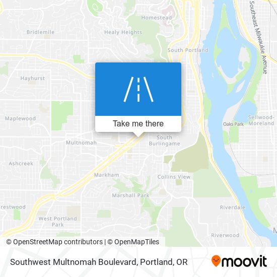 Southwest Multnomah Boulevard map