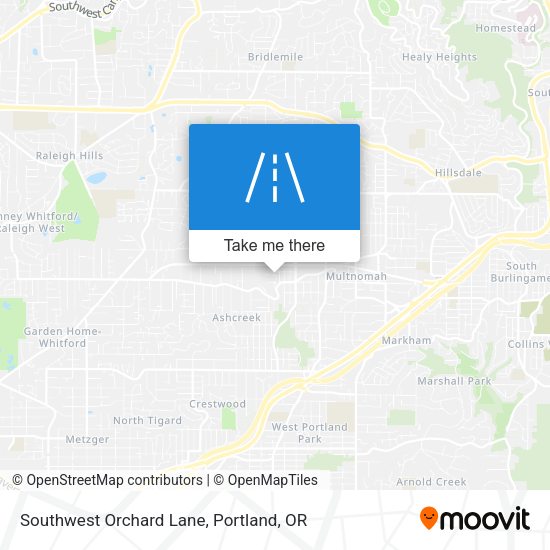 Southwest Orchard Lane map