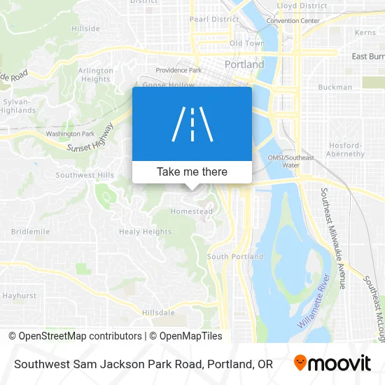 Southwest Sam Jackson Park Road map