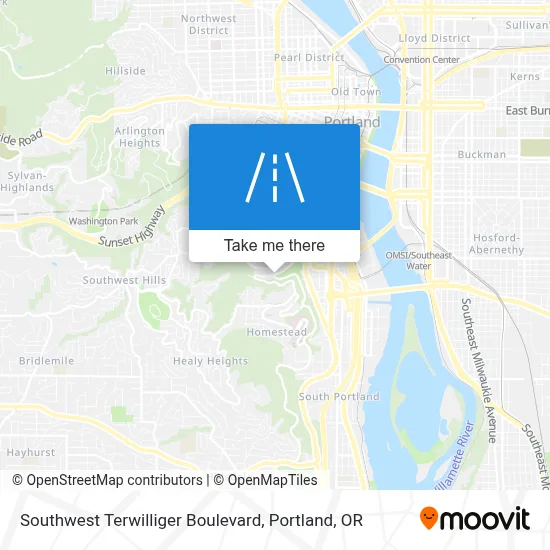 Southwest Terwilliger Boulevard map