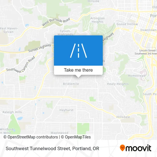Southwest Tunnelwood Street map
