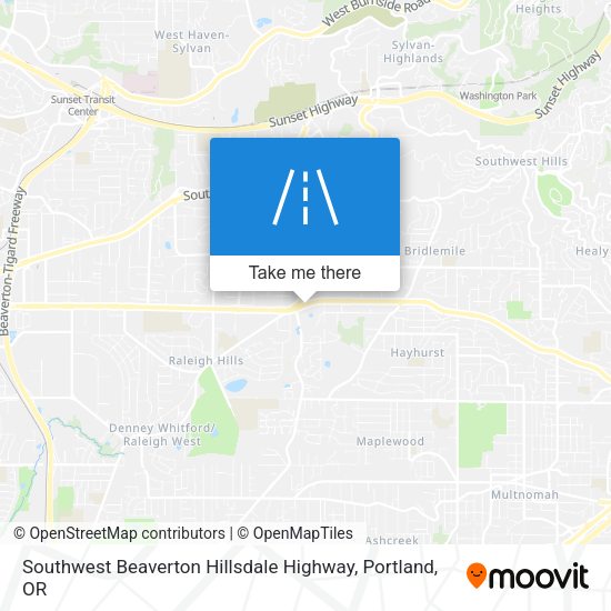 Southwest Beaverton Hillsdale Highway map