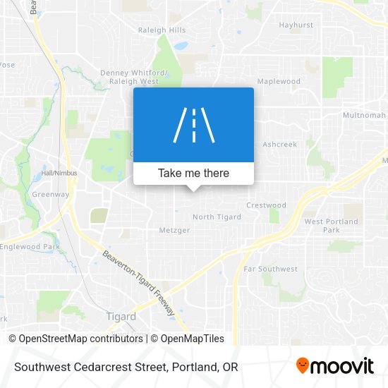 Southwest Cedarcrest Street map