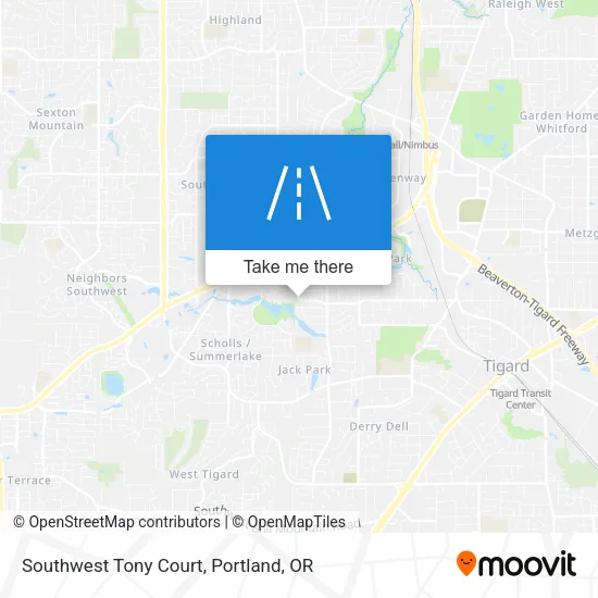Southwest Tony Court map