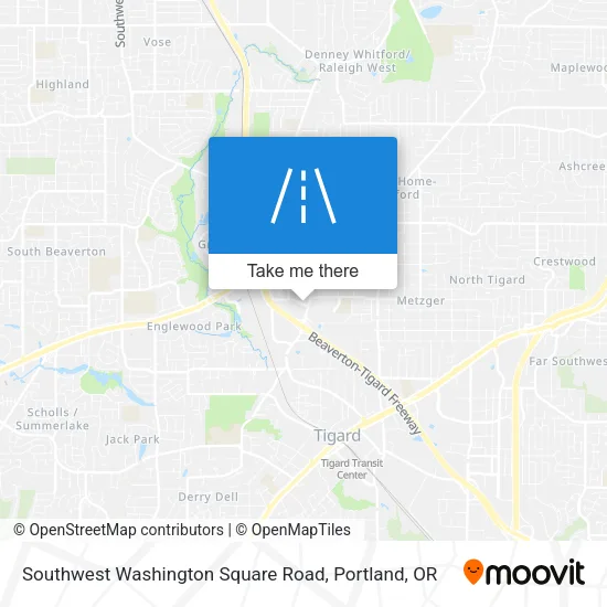 Southwest Washington Square Road map