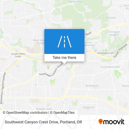 Mapa de Southwest Canyon Crest Drive