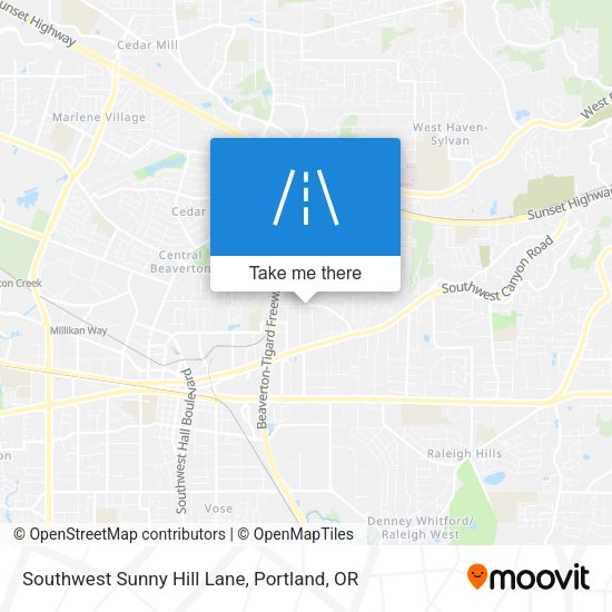 Southwest Sunny Hill Lane map