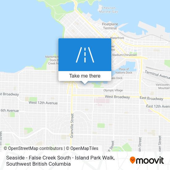 Seaside - False Creek South - Island Park Walk map