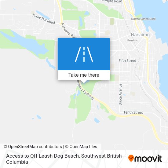 Access to Off Leash Dog Beach map