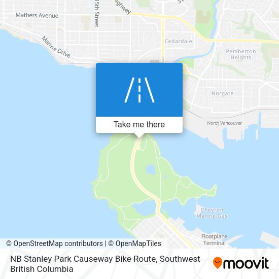 NB Stanley Park Causeway Bike Route map