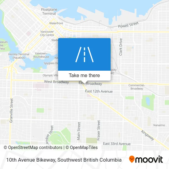 10th Avenue Bikeway map