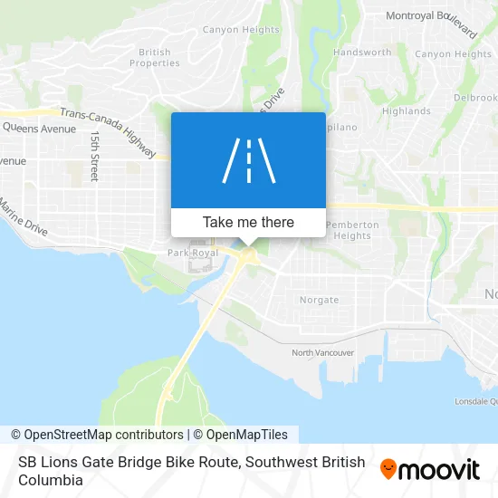 SB Lions Gate Bridge Bike Route map