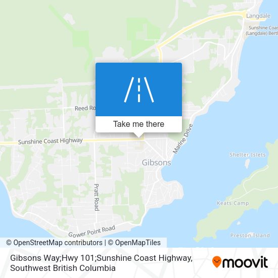 Gibsons Way;Hwy 101;Sunshine Coast Highway map
