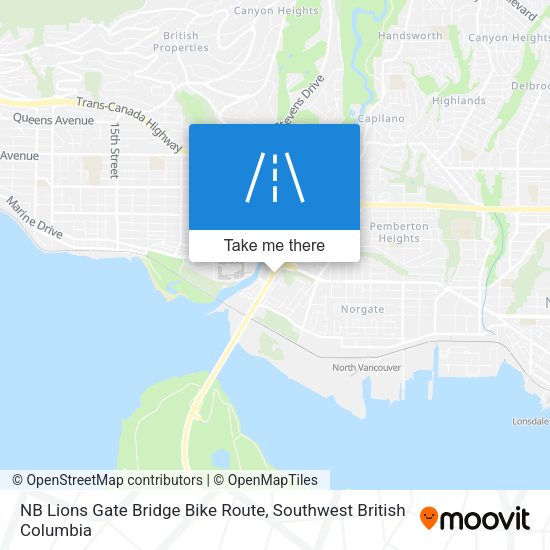 NB Lions Gate Bridge Bike Route map