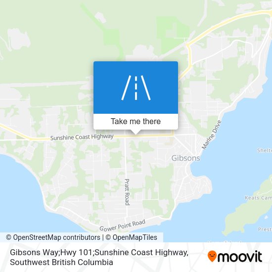 Gibsons Way;Hwy 101;Sunshine Coast Highway map