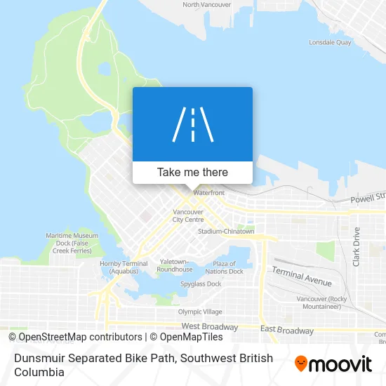 Dunsmuir Separated Bike Path map