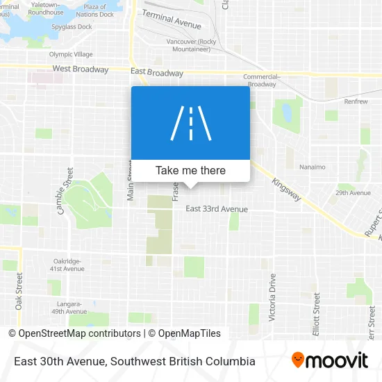 East 30th Avenue map