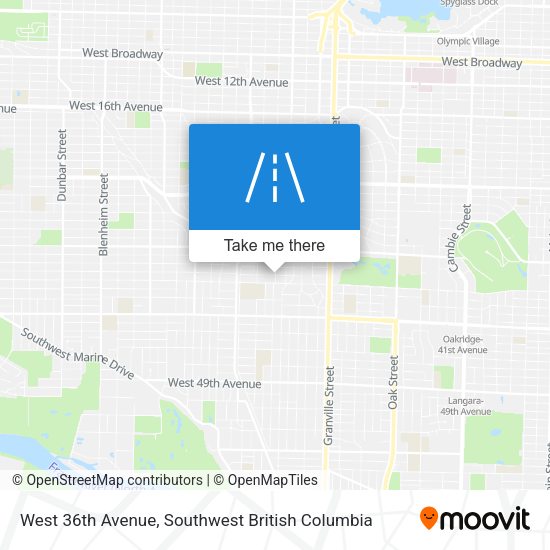 West 36th Avenue map