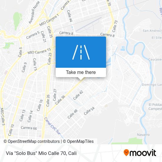 Vía "Solo Bus" Mio Calle 70 map